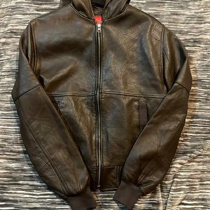 Size 38 (xs-small) a6 ark reworked vintage brown REAL leather bomber jacket